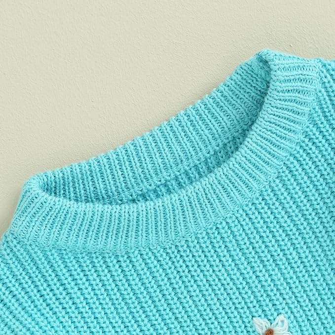 Mubineo Baby Girl Winter Clothes Cute Flower Sweater Crewneck Pullover Long Sleeve Knit Newborn Infant Sweaters