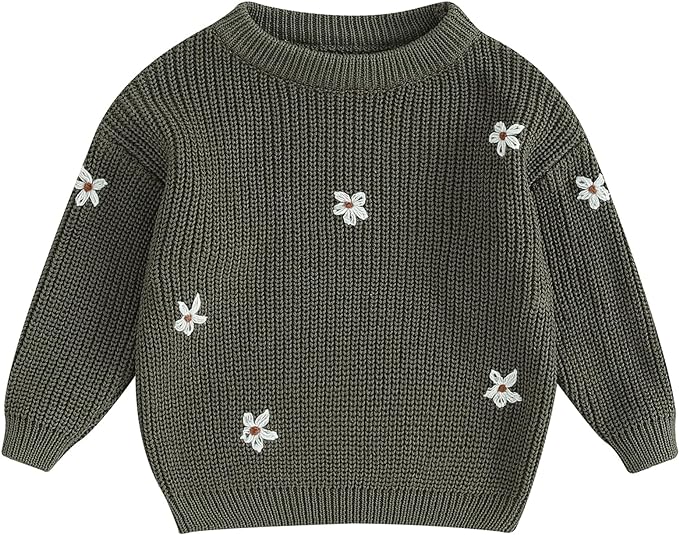 Mubineo Baby Girl Winter Clothes Cute Flower Sweater Crewneck Pullover Long Sleeve Knit Newborn Infant Sweaters