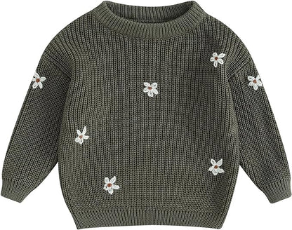 Mubineo Baby Girl Winter Clothes Cute Flower Sweater Crewneck Pullover Long Sleeve Knit Newborn Infant Sweaters