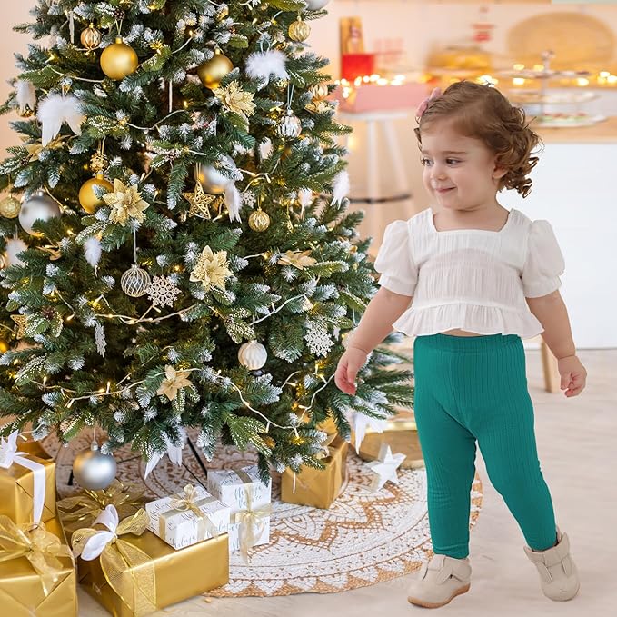 DREAM BUS 5 Pack Toddler Girl Pants Baby Girl Solid Ribbed Pants Toddler Girls Bottoms Leggings Newborn Cotton Jogger