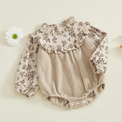 2pcs Infant Baby Girls Romper Dress Headband Long Sleeve Clothing Flowers Newborn Boho Girl Outfit Jumpsuit Clothes