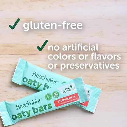 Beech-Nut Toddler Snacks Oaty Bars Granola Bars for Babies & Toddlers, Fruit & Whole Grain Strawberry Snack Bar, Gluten Free Toddler Snack, 6 Boxes (30 Individually Wrapped Bars)