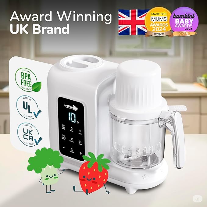 BooBoo Baby PuréePro V2 5-in-1 Baby Food Maker - Multifunctional Puree Blender, Auto Cooking & Grinder Chopper - Baby Food Processor with Steamer, Bottle Warmer, Sterilizer & Self Cleaning Operation