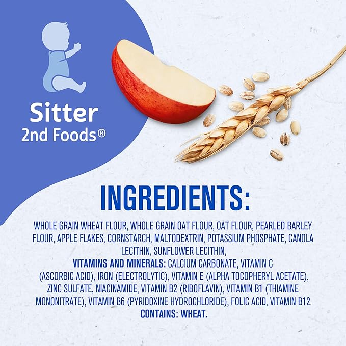 Gerber Stage 2 Baby Food, Multigrain Apple Cereal, Whole Grains, Baby Cereal, 6PK