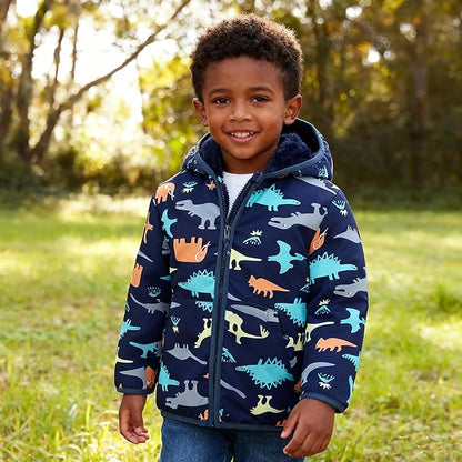 Feidoog Toddler Fleece Jacket Baby Boys Girls Hooded Zipper Long Sleeve Thick Warm Outerwear