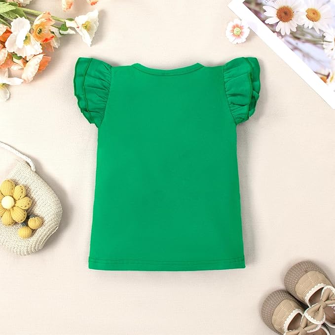 12M-14Y Toddler Baby Girls T Shirt Solid Color Blouse Ruffle Top Cotton Casual Tees Plain Shirt
