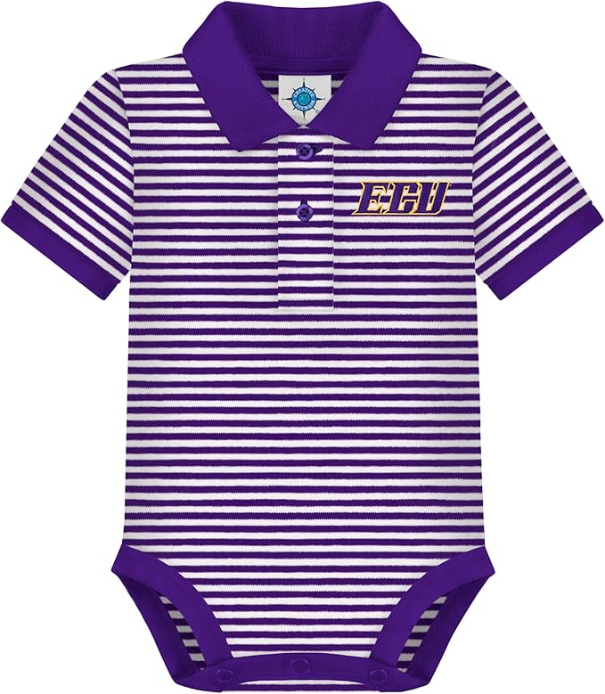 Creative Knitwear College Baby Striped Polo Bodysuit - Team Logo, Multiple Colors, for Boys & Girls (0-12 Months)