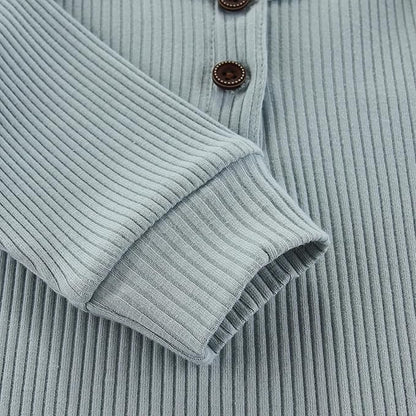 Baby Boy Girl Romper 2 Pack Long Sleeve Button Jumpsuit Cotton Unisex Infant Baby Clothes for 0-24 Months