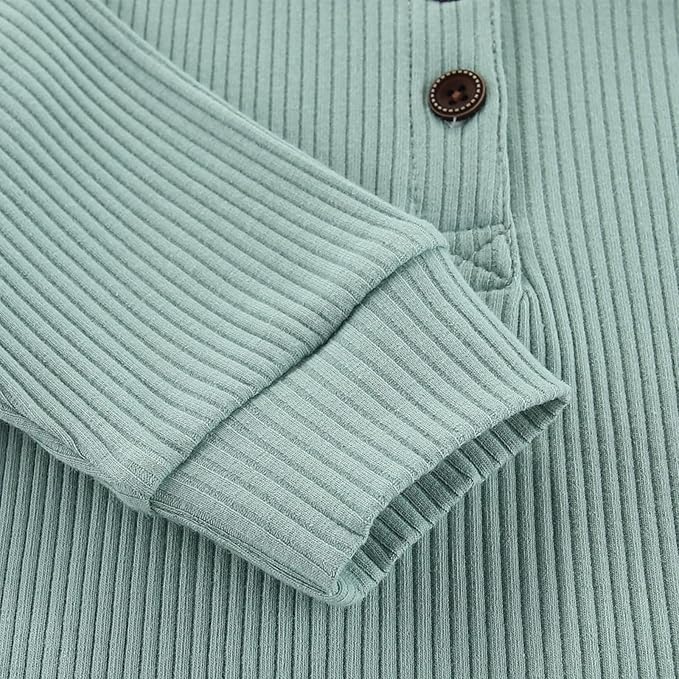 Baby Boy Girl Romper 2 Pack Long Sleeve Button Jumpsuit Cotton Unisex Infant Baby Clothes for 0-24 Months