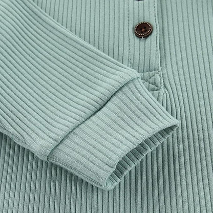 Baby Boy Girl Romper 2 Pack Long Sleeve Button Jumpsuit Cotton Unisex Infant Baby Clothes for 0-24 Months