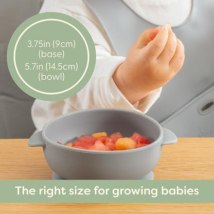 UpwardBaby Silicone Baby Bowls with Suction Set - Strong Suction Design for Toddlers 1-3, Easy-Grip Baby Spoon for Self-Feeding, BPA Free Feeding Bowls, 4-Piece Set