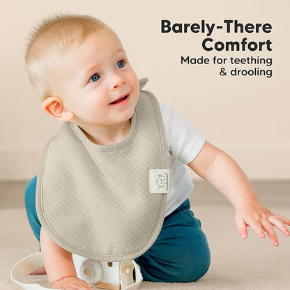KeaBabies 8-Pack Organic Baby Bibs for Girls, Boys - Quilted Cotton Cloth Baby Drool Bibs for Drooling and Teething Toddler, Newborn, Infant, Soft & Super Absorbent (Moor)