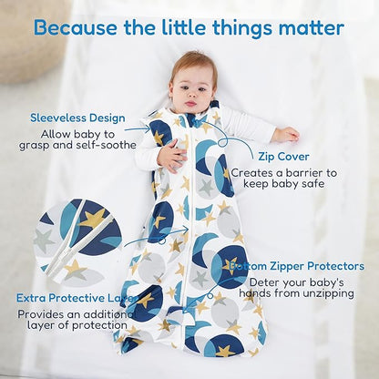 TotAha Sleep Sack 6-12-15 Months 3-Pack,Stretchy,Buttery Soft Swaddle Transition Sleeping Bag,Light Baby Wearable Blanket with 2-Way Safe Zippers for Boys and Girls, 0.5 TOG