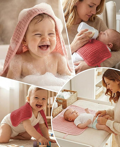 14Pack Muslin Baby Burp Cloths 100% Cotton 20"X10" Soft Absorbent Quick Drying Newborn Drool Baby Face Washcloths