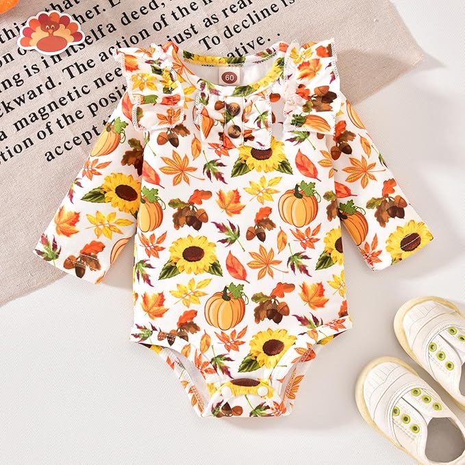 Aalizzwell Preemie Newborn Infant Baby Girls Clothes Ribbed Bodysuit Pants Set Fall Winter Outfits