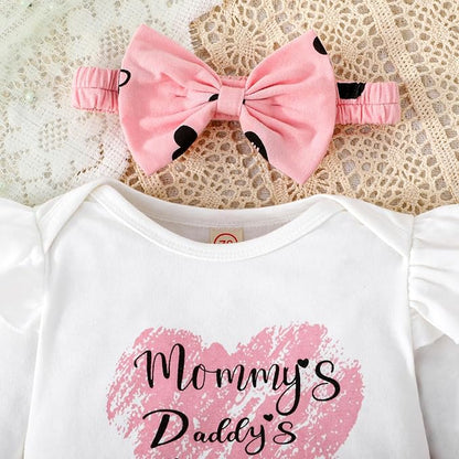 GDTOGRT Newborn Baby Girl Clothes Outfit Set Sweet Ruffle Romper, Pants and Headband 0 3 6 9 12 18 Months Infant Clothing