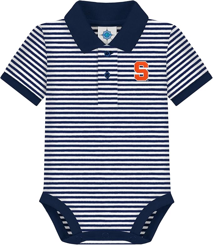 Creative Knitwear College Baby Striped Polo Bodysuit - Team Logo, Multiple Colors, for Boys & Girls (0-12 Months)