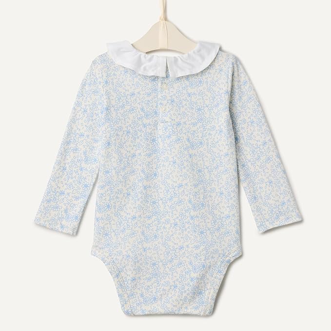 Amazon Essentials x Sofia Grainge Baby Girls' Long-Sleeve Ruffle Collar Bodysuit, Pack of 2