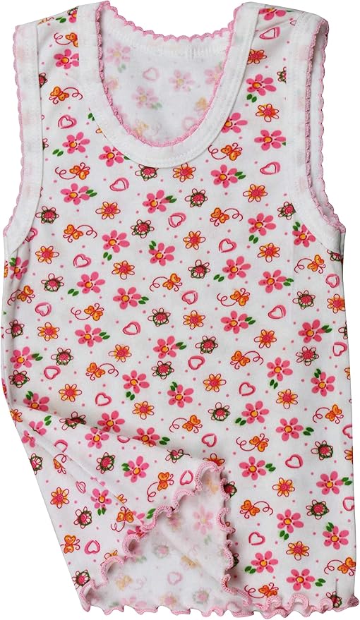 ToBeInStyle Girl's 4 Pack Ruffle Hem Cotton Tank Tops