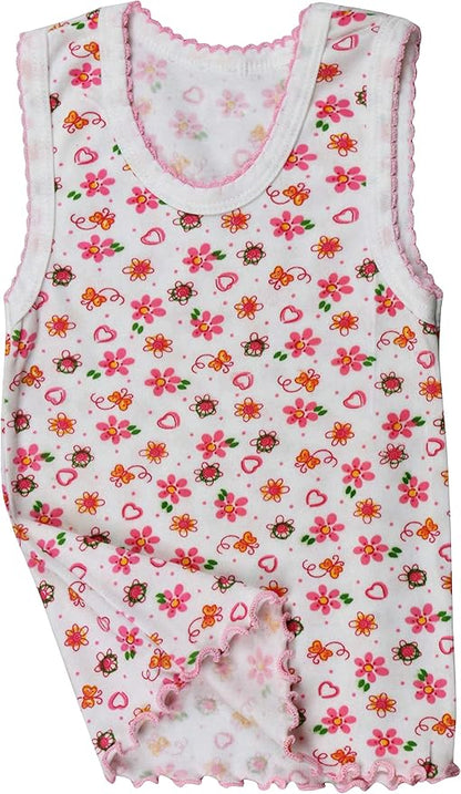 ToBeInStyle Girl's 4 Pack Ruffle Hem Cotton Tank Tops