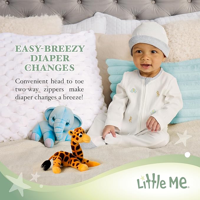 Little Me Clothes for Baby Girls' 100% Cotton Scratch-Free Tag Footie Sleeper, Preemie to 9 Months