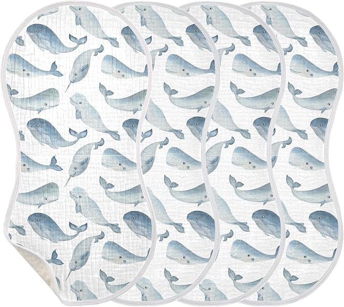 vvfelixl Burp Cloths Whale Dolphin for Baby Boy Girls Baby Washcloths Burp Rags 1 Pack