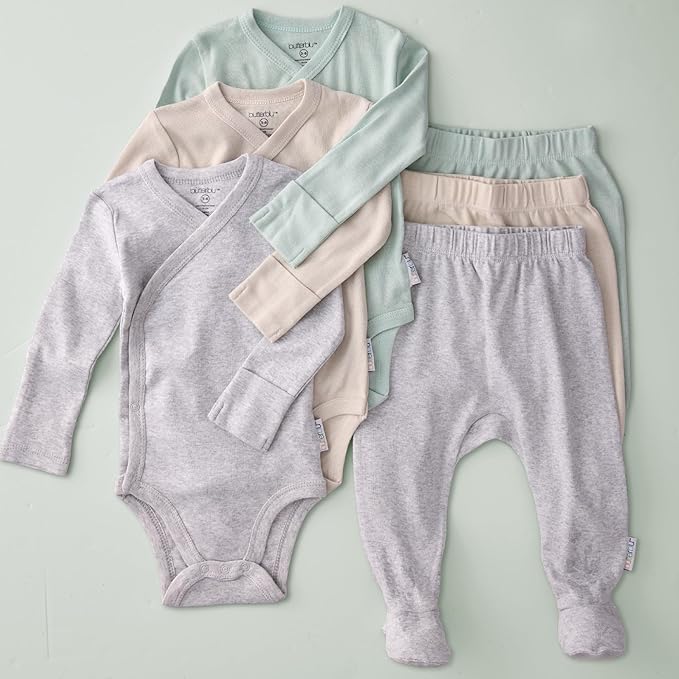 unisex-baby Sterling 3-pack Kimono Bodysuits 100% Organic Cotton Side Snap for Baby Boys & Girls