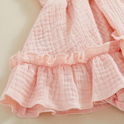 Newborn Baby Girl Bodysuit Sleeveless Halter Frill Romper One-piece Jumpsuit with Headband Summer Clothes Set