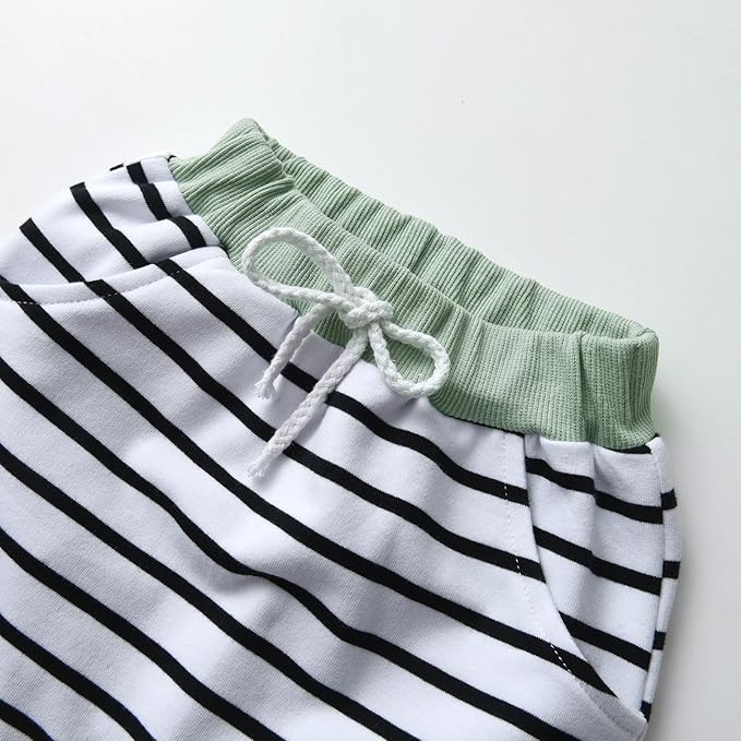 Toddler Infant Baby Boy Clothes Striped Long Sleeve Hoodie Tops Sweatsuit Pants Outfit Set