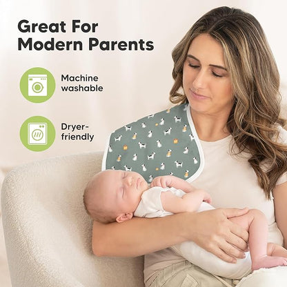 Organic Burp Cloths Baby Boy & Girl - 5-Pack Super Absorbent Cotton Burping Cloths for Babies, Soft & Plush Newborn Spit Up Rags, Infant Towels for Milk Spit Up, Unisex, Large 21" x 10" (Palms)