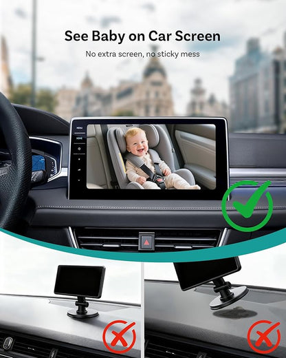 OTTOCAST Cabin Care Car Camera for Baby, Wireless CarPlay Adapter with 1080P Baby Car Camera, HD Night Vision, 150° Wide Angle, Real-Time Rear Seat Monitor, Easy Installation