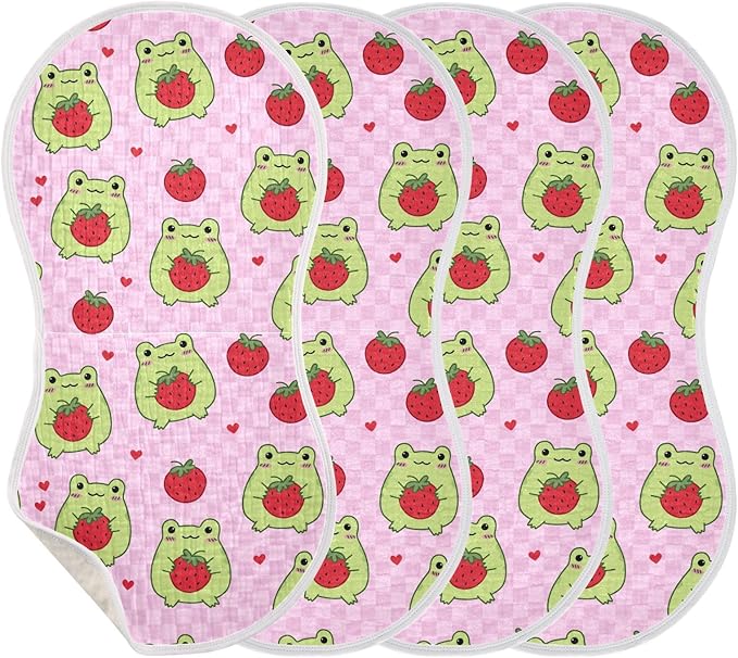 vvfelixl Baby Burp Cloths Cute Frogs Strawberry Baby Newborn Cotton Burping Cloths Set Baby Washcloths 4 Pack