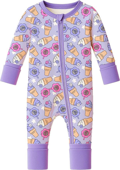 ITSY BITSY BOUTIQUE Viscose Bamboo Baby Pajamas - Boys and Girls Footie Sleeper Convertible 2-Way Zipper Sleeper