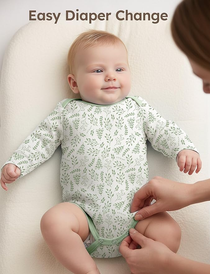 Yoofoss Baby Bodysuits 100% Organic Cotton Baby Onesie Long Sleeve Baby Boys Girls Clothes Soft Newborn Infant Romper, 3 Pack