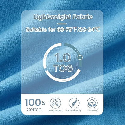 ZIGJOY Baby Transitional Swaddles for Newborns: 0.5 Tog Arms Up Sleep Sack 3-6-12 Months Soft Cotton Shark Fin 2 Way Zipper