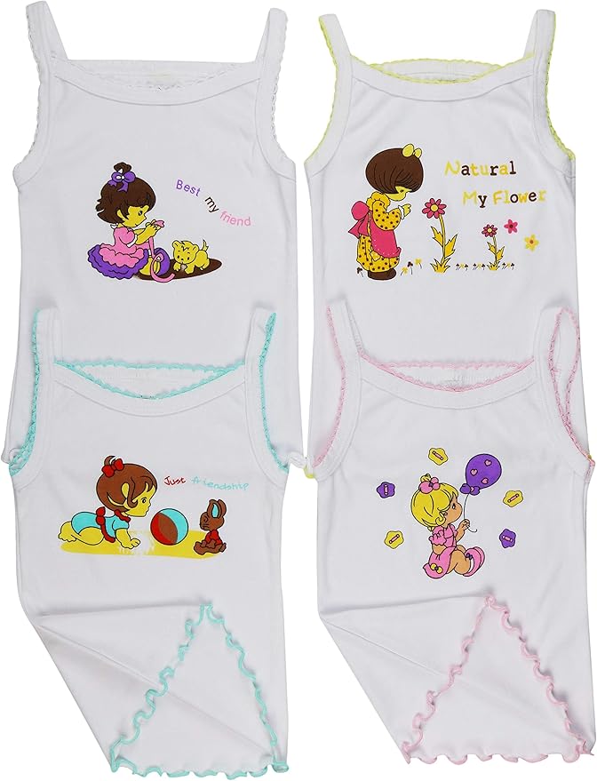 ToBeInStyle Girl's 4 Pack Ruffle Hem Spaghetti Strap Tank Tops