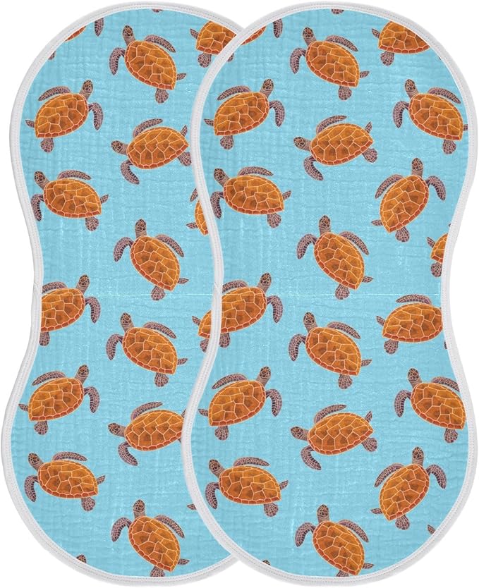 vvfelixl Baby Burp Cloths Turtle Baby Newborn Cotton Burping Cloths Set Baby Washcloths 4 Pack