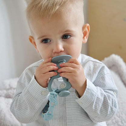 Moonkie Teething Toy Set of 2, Safe & Easy to Hold BPA Free Silicone Teethers, 360° Baby Toothbrush with Suction Base, Teether Toys Best for Babies 6-12 Months (Koala Ether/Sage)