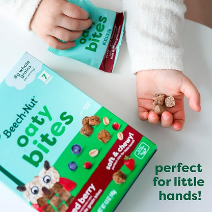 Beech-Nut Toddler Snacks, Oaty Bites with Fruit & Whole Grains, Mixed Berry Toddler Snack Bites for Toddlers 12 Months & Older, Pack of 6 Boxes (42 single-serve bags)
