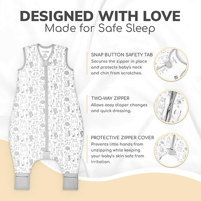 Mama Cheetah Toddler Sleep Sack with Feet 4T-5T, 1.0 TOG Organic Cotton Baby Wearable Blankets with Legs, Baby Sleeping Bag for Walkers, Early Walker X-Large