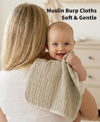 14Pack Muslin Baby Burp Cloths 100% Cotton 20"X10" Soft Absorbent Quick Drying Newborn Drool Baby Face Washcloths