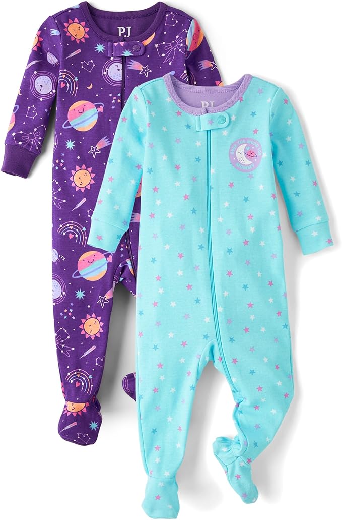 The Children's Place Baby Girls And Toddler 100% Cotton Long Sleeve Zip Front One Piece Footed Pajamas,sleep & Play