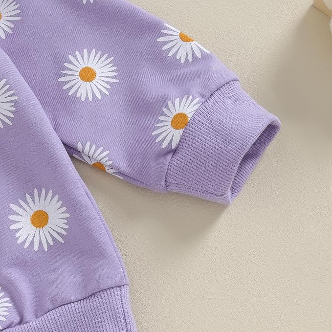 3Pcs Baby Girl Outfits Daisy Sweatshirt + Pants + Headband Infant Fall Winter Clothes