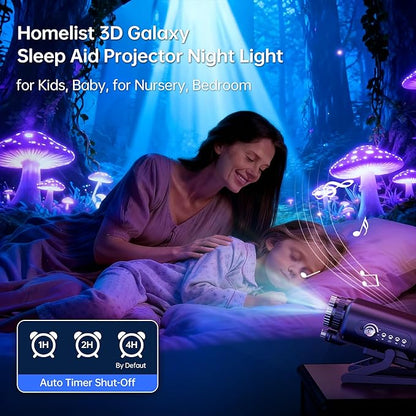 Homelist Sleep Aid Night Light for Kids & Adults with White Noise & Bluetooth Speaker, 60 Scenes Galaxy Star Projector Light Gifts for Bedroom Relaxation, Party, Birthday, Valentine's Day