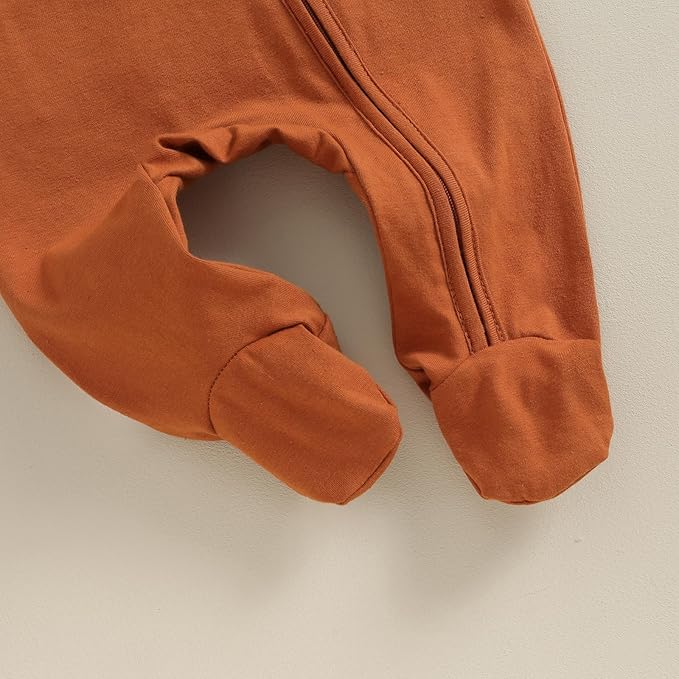 Infant Baby Girl Ruffled Cotton Footies Footed Overall Romper with Hat Toddler Baby Footed Jumpsuit