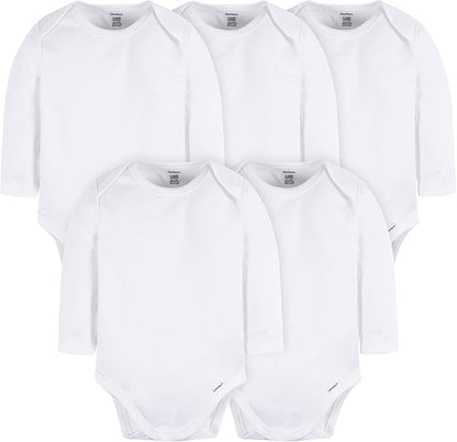Gerber Unisex Baby Long Sleeve Solid Onesies Multi-pack Interlock 180 Gsm
