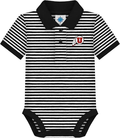 Creative Knitwear College Baby Striped Polo Bodysuit - Team Logo, Multiple Colors, for Boys & Girls (0-12 Months)
