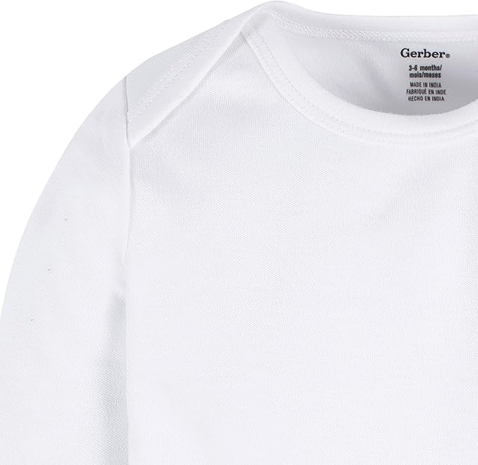 Gerber Unisex Baby Long Sleeve Solid Onesies Multi-pack Interlock 180 Gsm