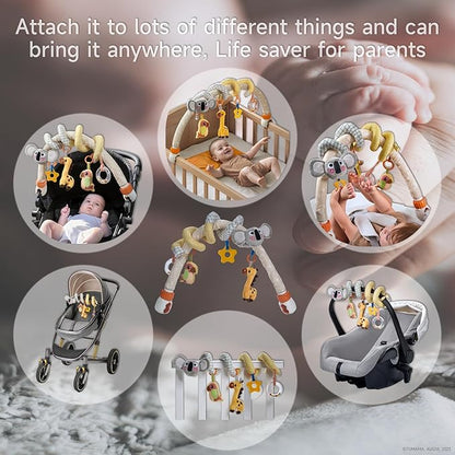 TUMAMA 2 in 1 Spiral Car Seat Toys Arch Stroller Toy Baby Hanging Toys with Clip Adjustable Detachable Sensory Travel Crib Bouncer Bassinet Activity Toys for Babies 0 3 6 9 12 24 Months