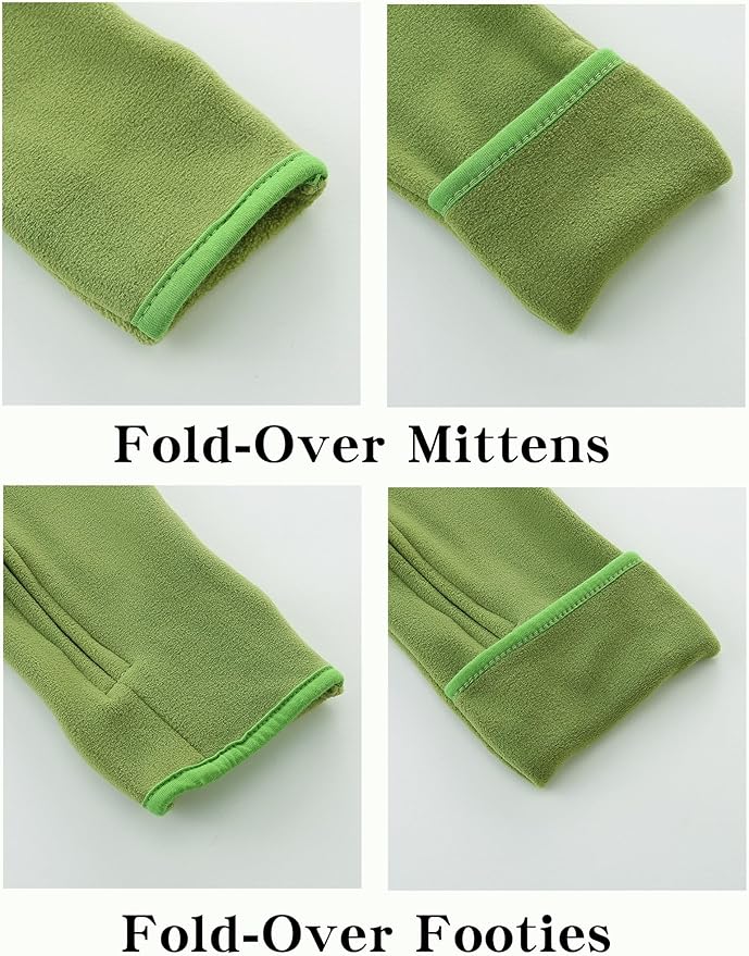 Newborn Baby Bear Onesie Winter Snowsuit With Fold-over Mittens & Footies Zip Up Baby Fleece Jumpsuit 0-18M